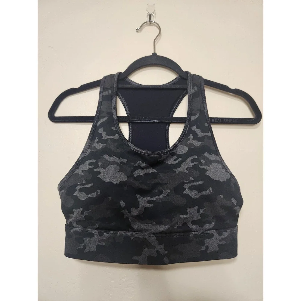 Fabletics Black Camoflauge Sports Bra Padded Womens Size‎ XS